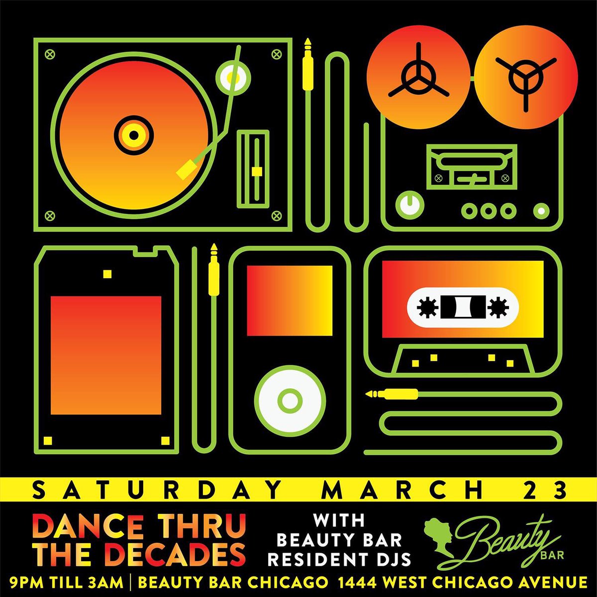 Tonight! Come dance thru the decades with me at <a href="/BeautyBarChi/">Beauty Bar Chicago</a> . I’ll be kicking off the first 2hrs with Motown bangers and disco heaters.