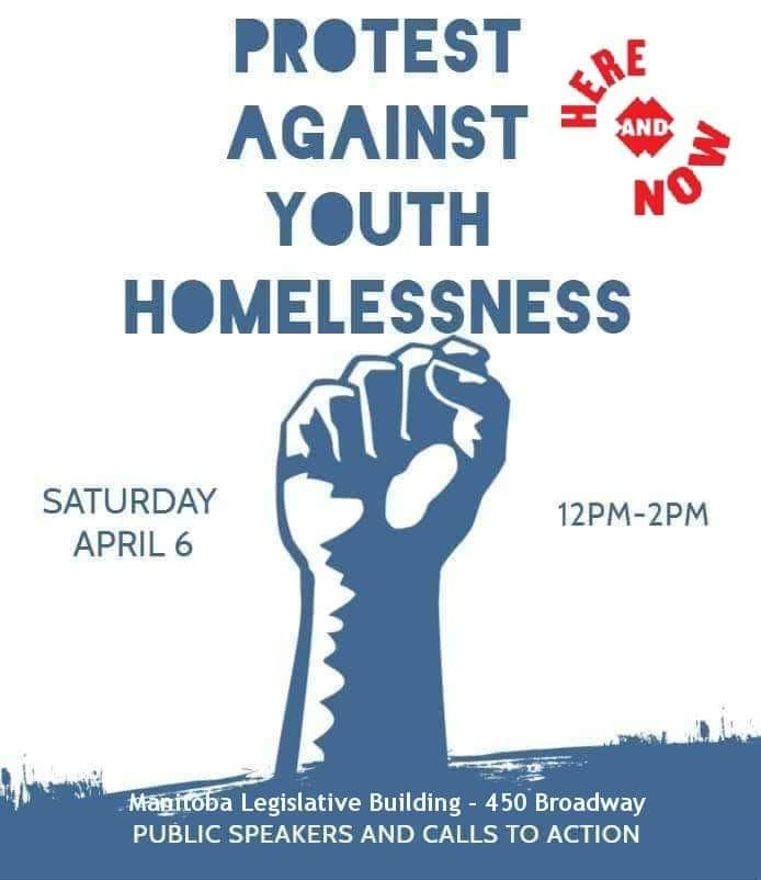 On April 6th, the Here &amp; Now youth research team will be hosting a protest against youth homelessness at the Leg from 12-2pm. Come out to show your support!