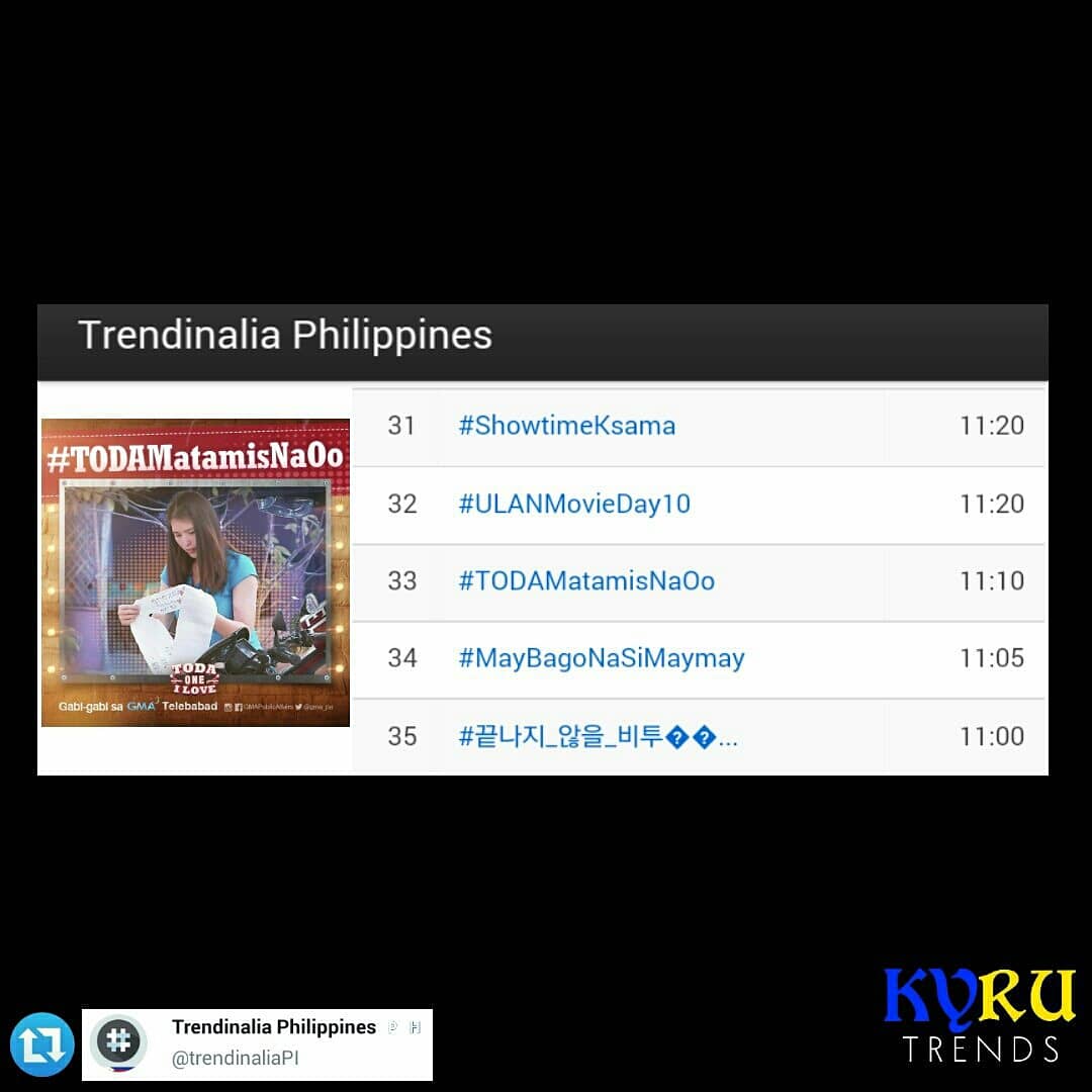 KaiReux's tweet photo. Trends : 03.22.19
#TODAMatamisNaOo - 33rd spot NW https://t.co/zxxoID40rG