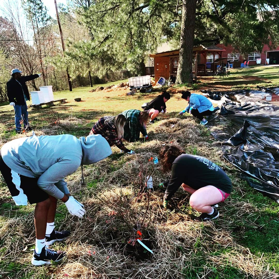 ASBOkstate's tweet image. We worked with @MemphisTilth on our last day of service.  We did some weeding, and prepared flower beds for a sensory garden! #springbreak #okstate #asb #alternativespringbreak  #service #asb2019