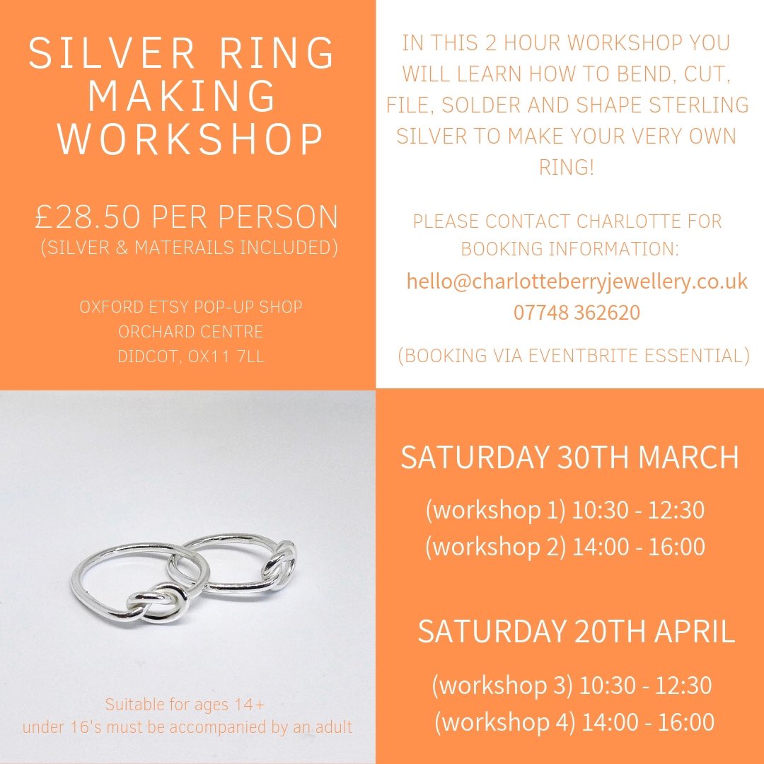 Want to make your very own beautiful silver ring?! I’m running ring making workshops at the @OxfordEtsy pop-up shop at the @OrchardDidcot. Please contact me for booking info! #ringmaking #jewelleryclasses #ringworkshop #jeweller #silversmith #oxfordshire @Oxon_Events @Didcot