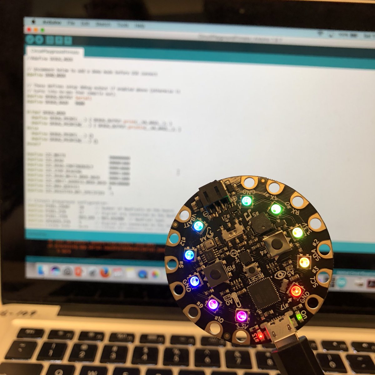 KateCraven22's tweet photo. Spending the day @UNHSTEMlab learning physical computing (and having lots of fun with the colors!). Want to learn too? @TeachCode Summer Learning Program is taking applications now:  https://t.co/Jd77jWdj7t @codeorg https://t.co/mXFNh0I1co