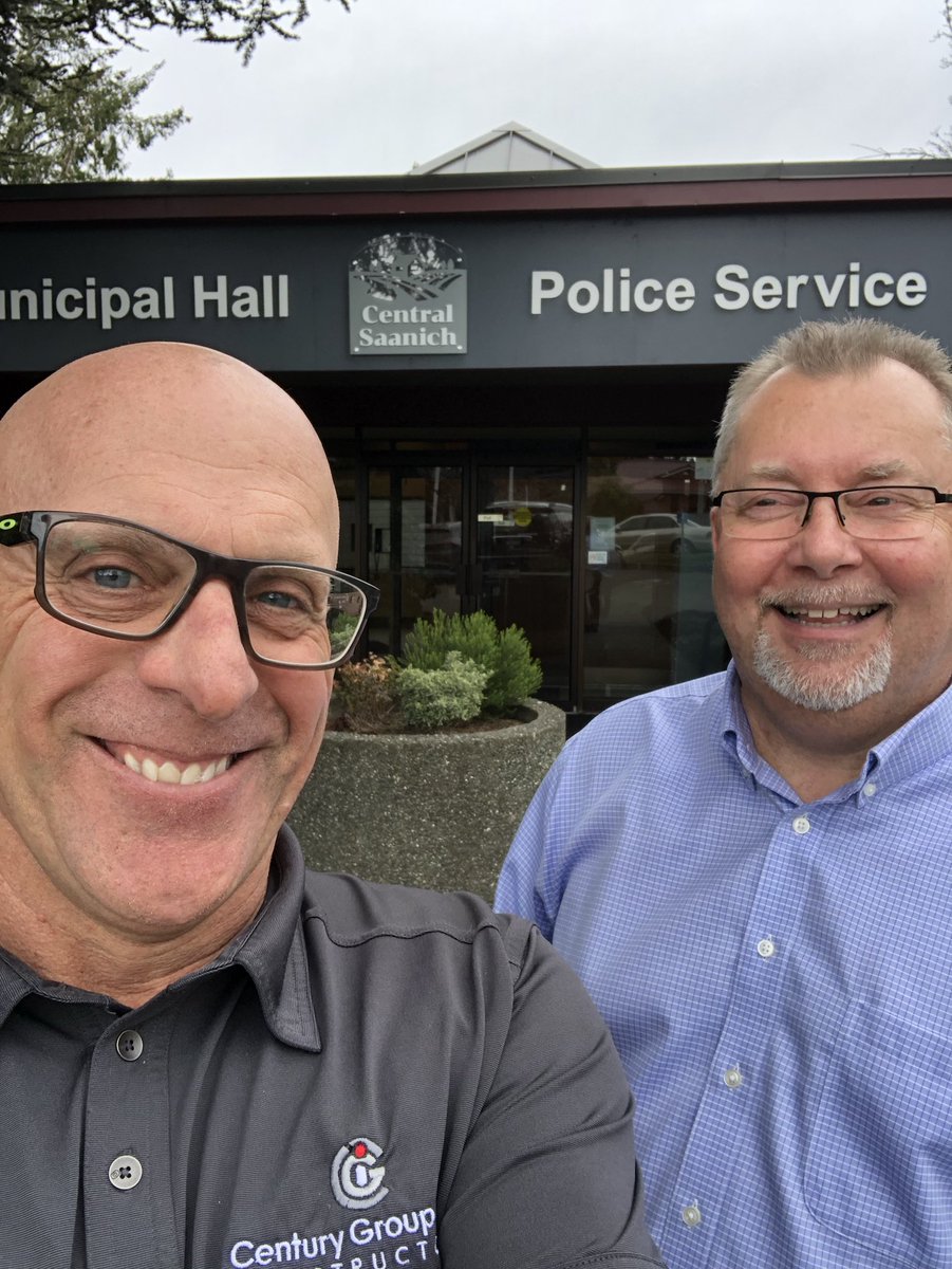 RGudz's tweet photo. We weren’t always smiling during the renovation of Central Saanich Municipal Hall but lookn good now ⁦⁦@CGI_Constructor⁩ #centralsaanich #thankyou https://t.co/7BClY9FYbM