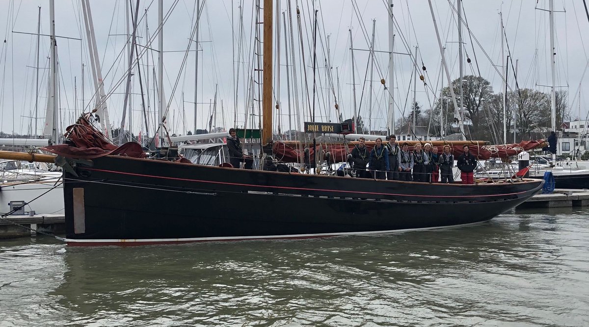 A shiny Jolie  Brise, with lots of shiny crew ready for a weekend of staff training with lots of drills and spills !