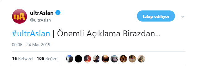 Kramponlu Pisagor on Twitter: "Galatasaray tribün grubu UltrAslan, birazdan  bir açıklama yapılacağını açıkladı. https://t.co/tyHIbB065b" / Twitter