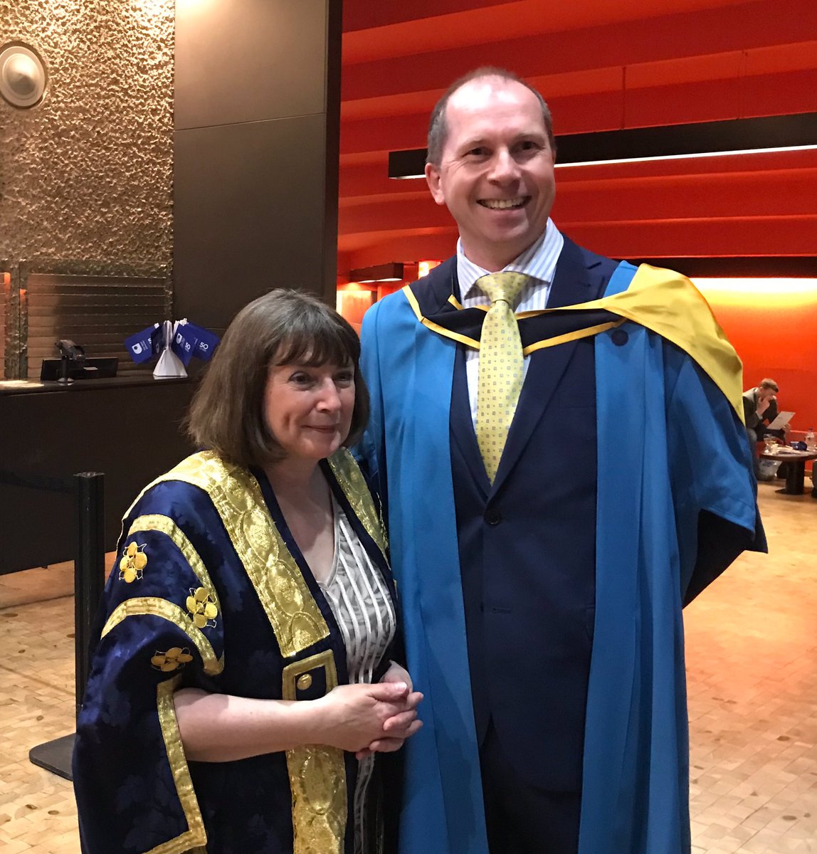 TimCNinnis's tweet photo. Amazing @OpenUniversity graduation ceremony yesterday at @BarbicanL. Can’t speak highly enough of Vice-Chancellor Mary Kellett and amazing listening to @Sharon_Corr. Can’t stop thinking some collaboration could be about to make a big change...#OUFamily #OU50 https://t.co/vqkmPdkwng