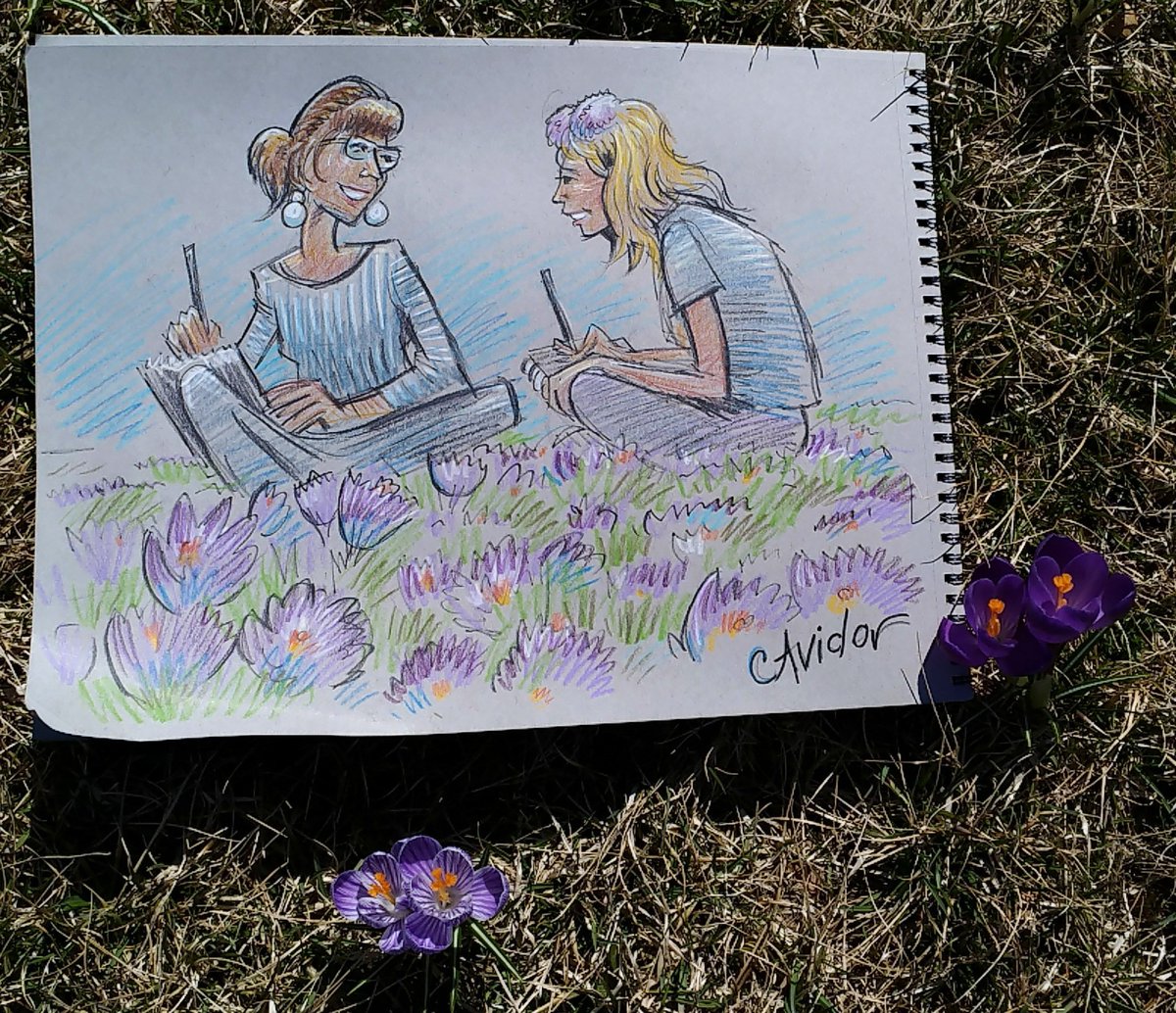 Avidor's tweet photo. Sketching among the crocuses. #urbansketchers https://t.co/BolfwGV9vs