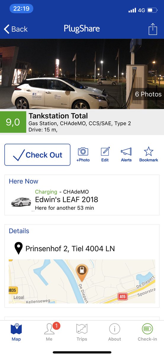 My_Leaf's tweet photo. Now charging in #Tiel #nlcharge triple charger 24/7 available . Info @open_charge_map @Chargemap @plugshare https://t.co/9IaAhEZy82