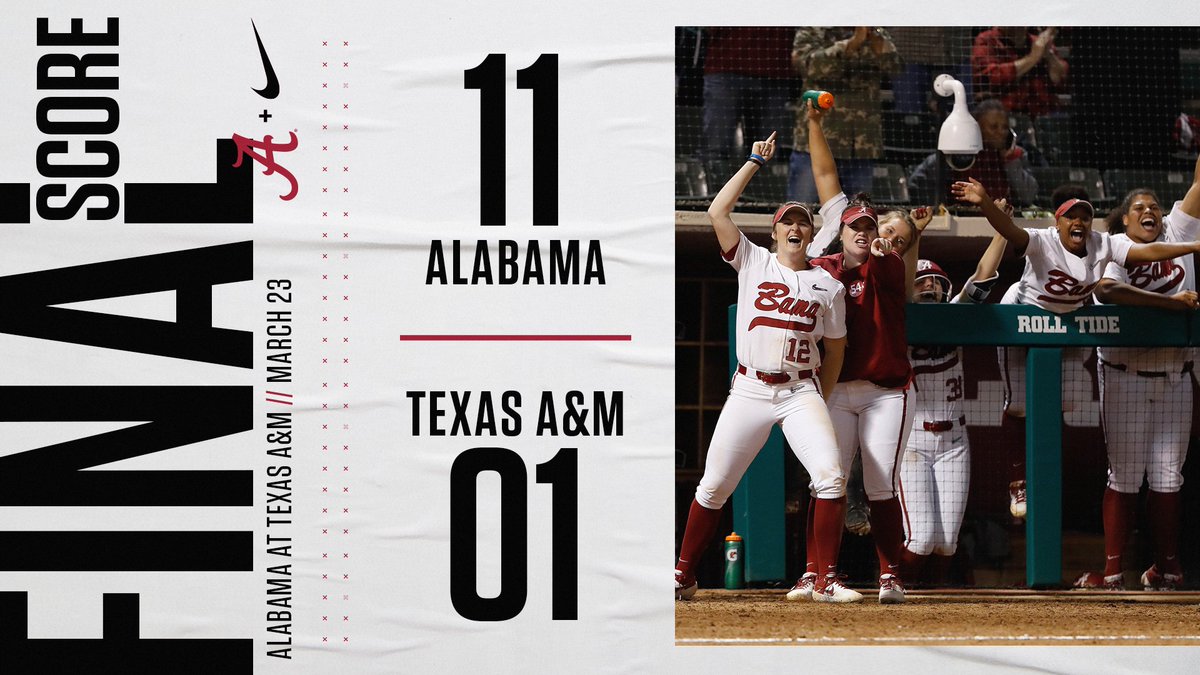 AlabamaSB's tweet image. 6-4-3 double play ends the game as Alabama clinches the weekend series over Texas A&amp;amp;M with its second straight run-rule win

#BamaSB | #RollTide