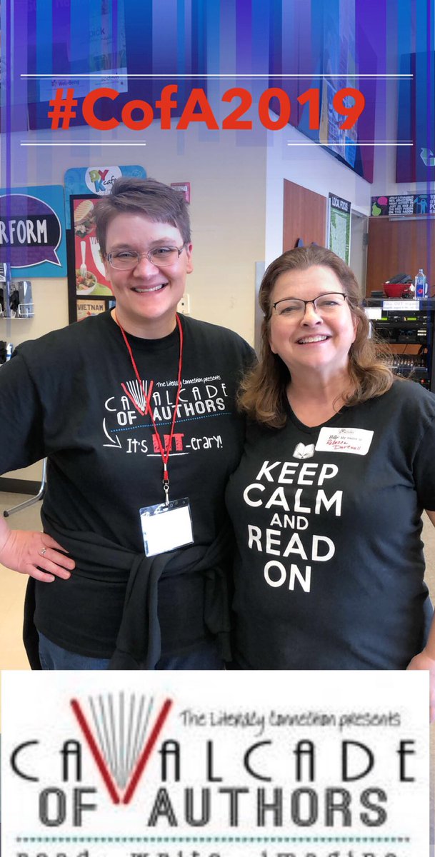 RDartnall's tweet photo. Michelle Blackburn HHS &amp; me - enjoying another group of funny &amp; engaging authors with about 500 teenagers 😀#CofA2019 #RHSTeach https://t.co/gpvOWBm3Oh