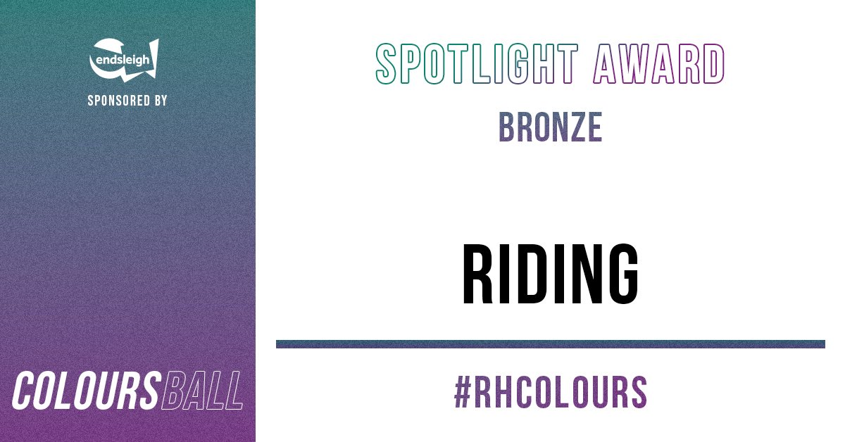 Spotlight Award Bronze is awarded to <a href="/RH_Riding/">RH Riding</a> 🏇🥉 Well done on a fantastic year! 🐻💚💜 #RHColours🏆