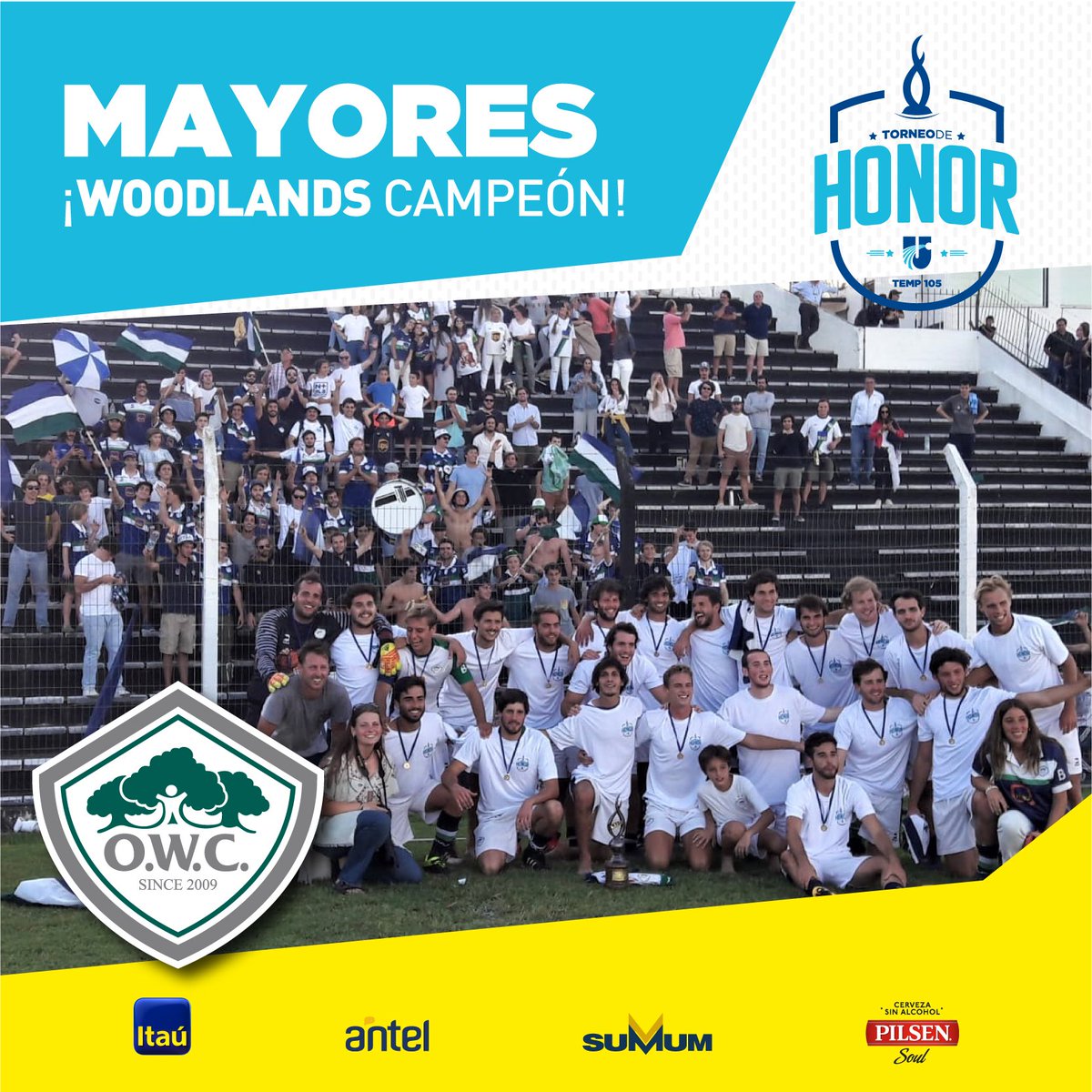 LUD_Oficial's tweet photo. #TorneoDeHonor | ¡Felicitaciones a @OldWoodlands_ campeón de la "Copa Antel" de fútbol mayores!  👏🏻👏🏻👏🏻🏆🏆🏆 https://t.co/cEwcPXSrPF