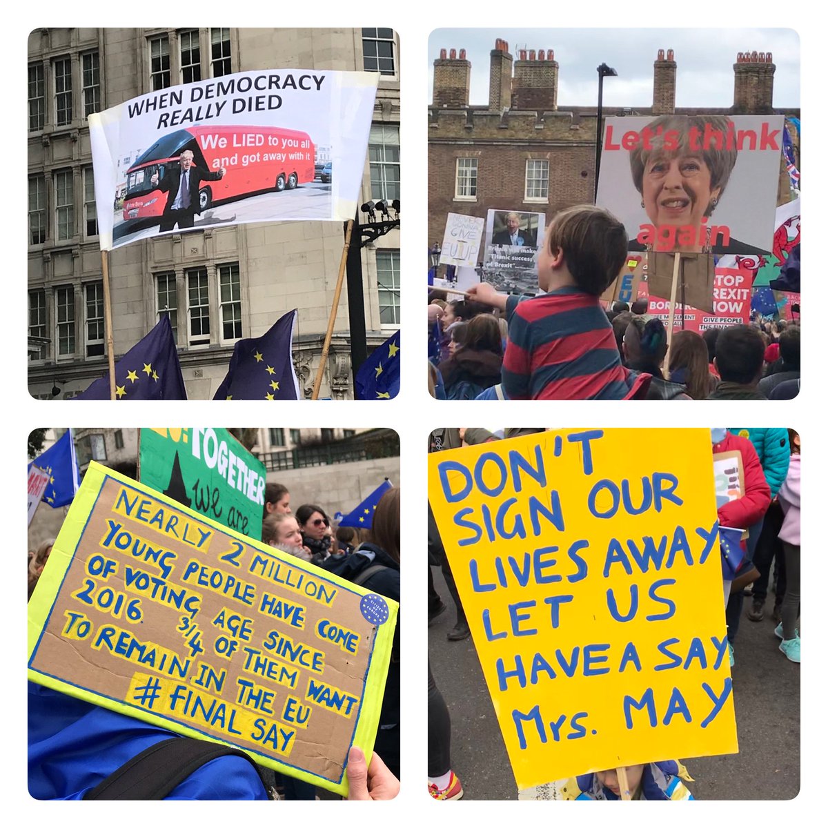 A selection of the fantastic placards on display at the March for a People’s Vote today... #chelt4europe