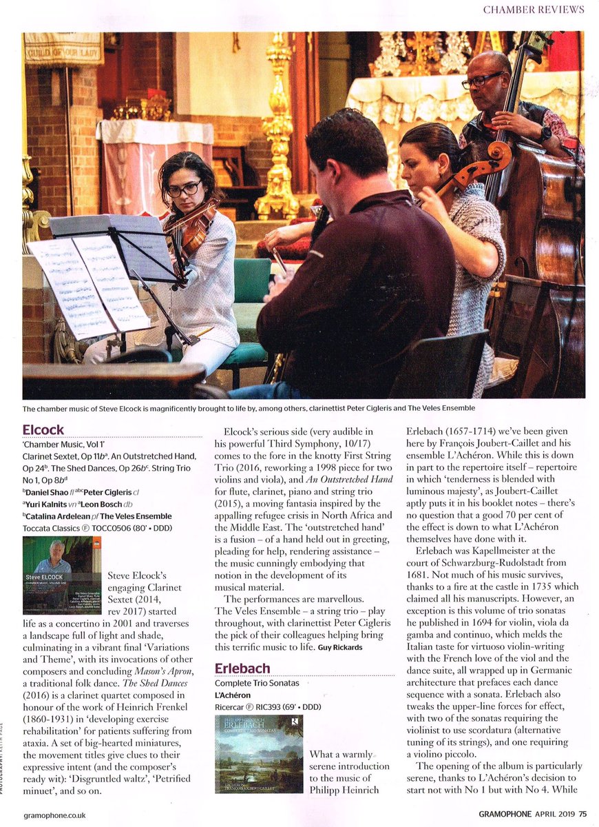 Cigleris's tweet photo. Wow, just got sent this wonderful first Gramophone review. Well done everyone involved @VelesEnsemble Leon Bosch, Dan Shao, Yuri Kalnits, Catalina Ardelean @ToccataMusicGrp https://t.co/UuC1lGjH96