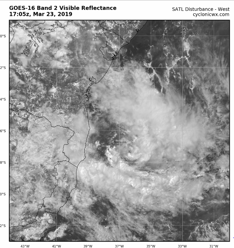 Rodolfoar07's tweet photo. #BRAZILWEATHER #TROPICALUPDATE Hydrographic Center of the Brazilian Navy has just designated the formation of a Tropical Depression on the Brazilian coast. If Tropical Storm status is reached, it will be named "Iba." https://t.co/JLGggK2Xpr