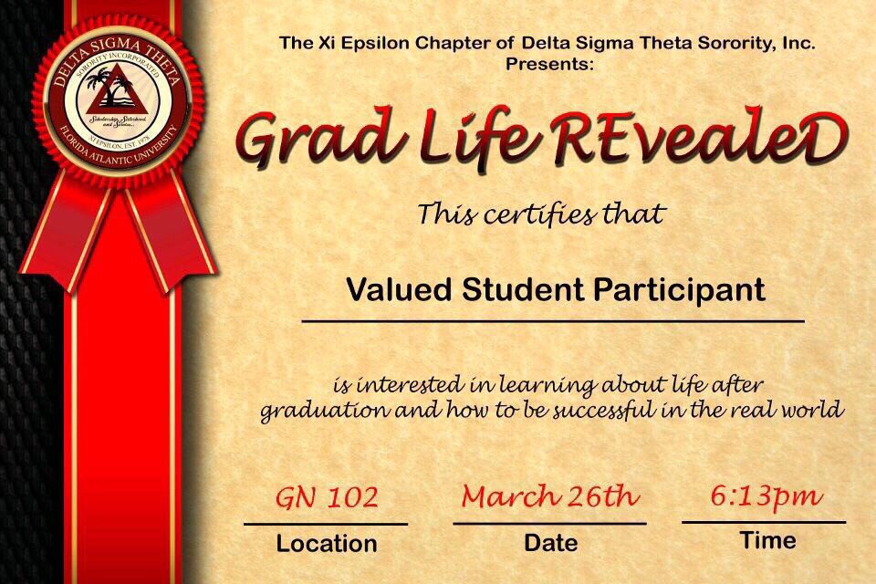 Are you ready for life after graduation? Join the Xi Epsilon Chapter for a panel discussion with college graduates about the ups and downs of real life after college! #Graduation #GradLife #FAU #AdultLife #XiEpDeltas #NPHCDoesMore