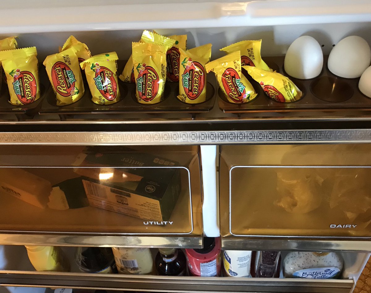 Zip_Dip's tweet photo. The true way refrigerator egg holders were intended to be used @Hersheys #ReesesEggs https://t.co/TLrXnGJ1Q7