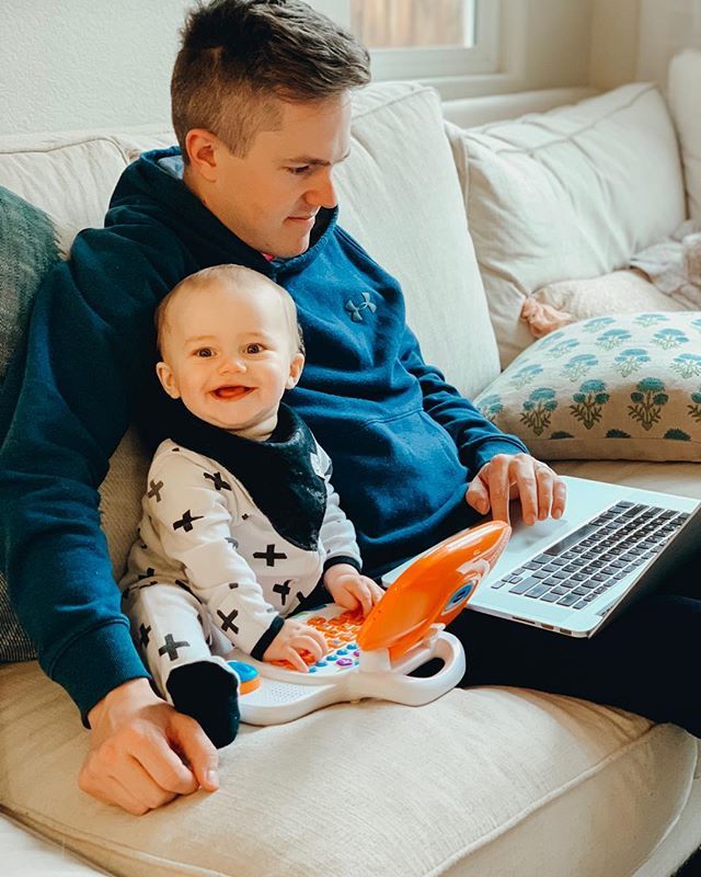 jaredmecham's tweet photo. We're just getting some work done this Saturday morning! Tommy is explaining to me why an inverted yield curve is a reliable signal of recession and what we can do to reverse that. 📉📈 In all seriousness, I was working and holding @tommymecham. @ellie… https://t.co/rWxFgQqpJG https://t.co/ExTezaBk5t
