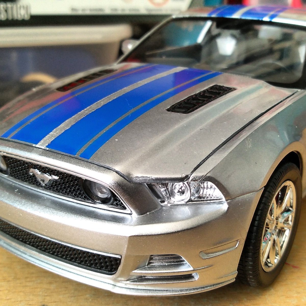 MikeMk44's tweet photo. The beast mustang GT 2014 is completed at last what a beast kit to build yes i did the racing stripes too https://t.co/9asAH0nfS4