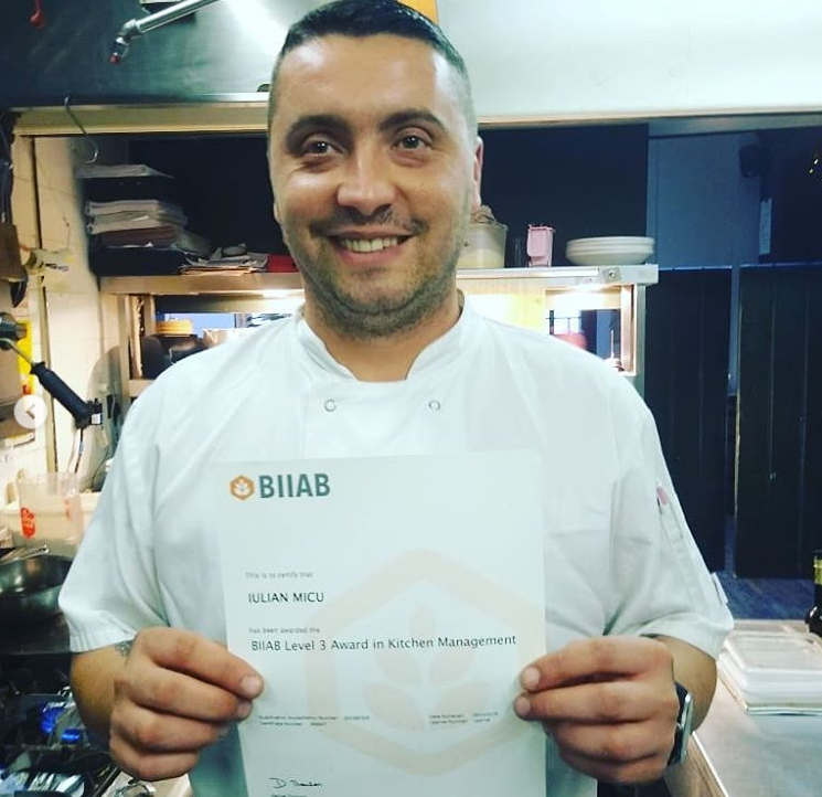 fullerscareers's tweet photo. Well done to Chef Iulian Micu from The Crown, Islington who passed his BIIAB Level 3 exam in Kitchen Management this week! 🏆 #beproudofit #biiabexam #gochef #kitchenmanagement @BIIandBIIAB https://t.co/3GNoFU7LeE