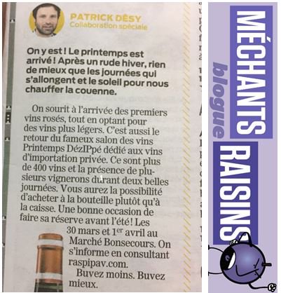 [On ❤️] <a href="/PatDesy/">Patrick Désy</a> des <a href="/MechantsRaisins/">Les Méchants Raisins</a> souligne le retour du #PrintempsDézIPpé. Une belle sortie en perspective pr faire provision de #vins en #importationprivée. #raspipav Billets et info ➡️ raspipav.com/salondezippe/s…