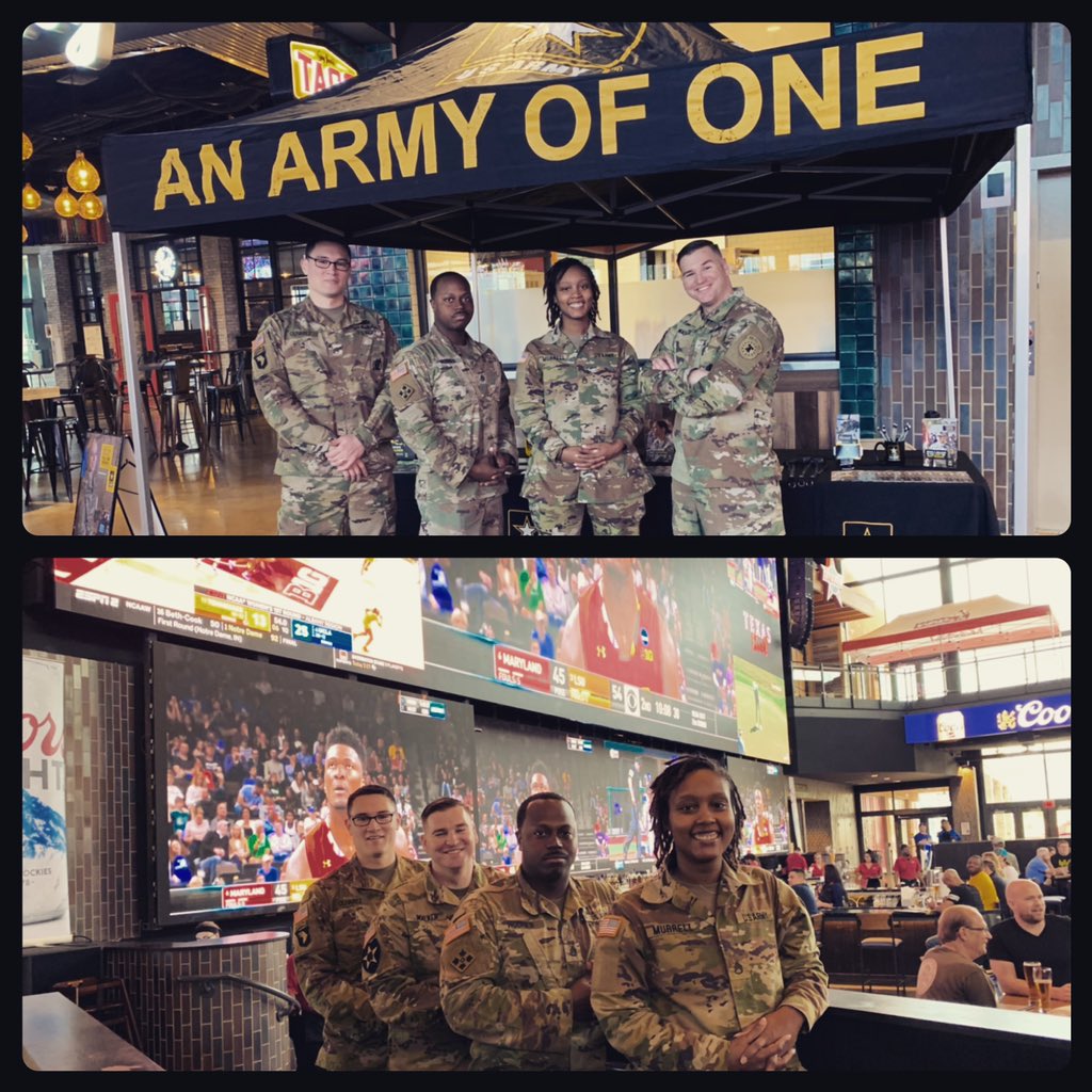 dallas_bn's tweet photo. Come to @tx_live today and watch your favorite team compete during March Madness and see if you qualify to be a part of America’s greatest team! 
-
-
#goarmy #marchmadness #texaslive  #arlington #basketball #roundof32 #ncaa #brackets #bracketology #usarec #putemboots https://t.co/mjSgpoEY6d