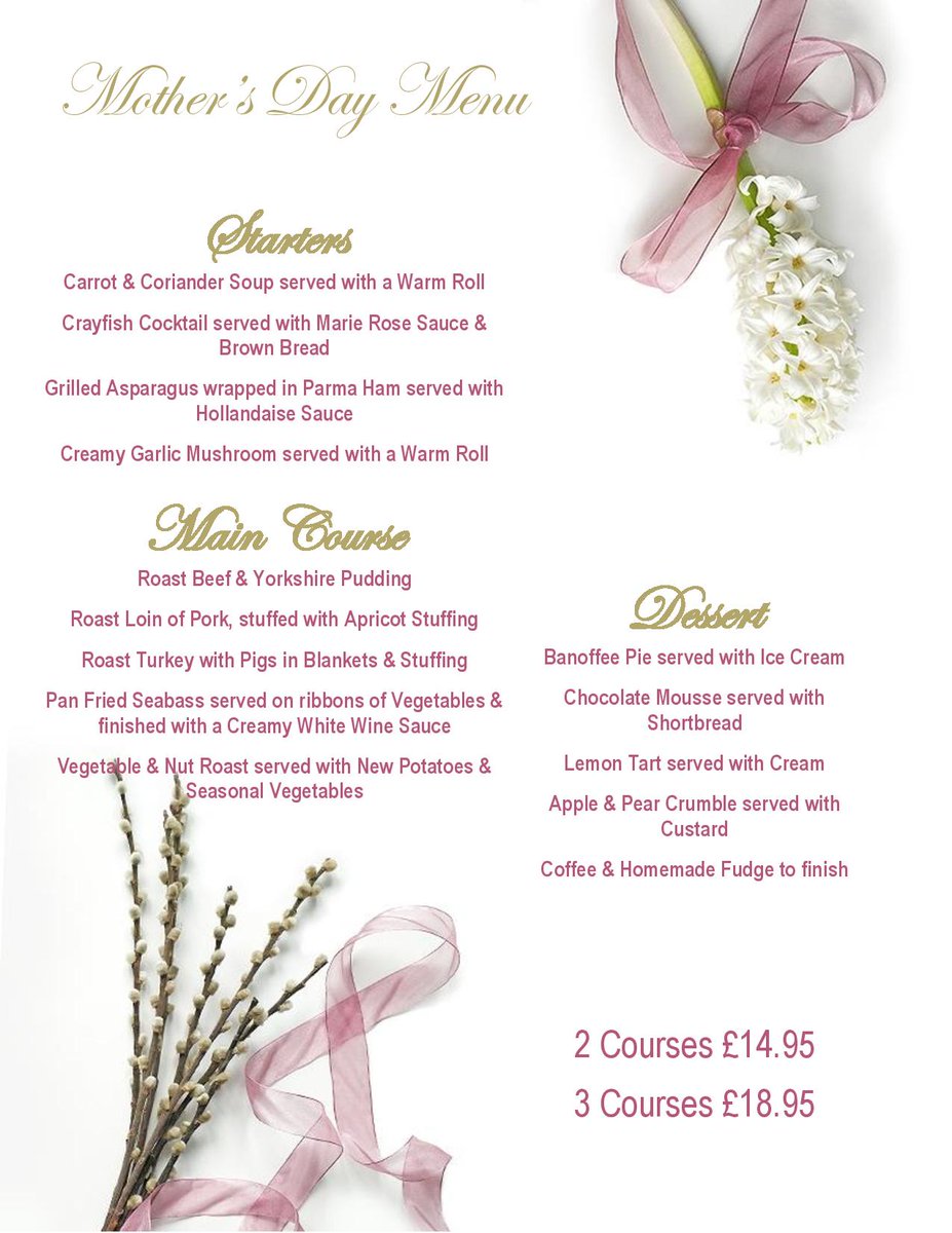 Mothers Day is next Sunday! Score brownie points and book your table today! Please call 01668 213000 to book#mothersday