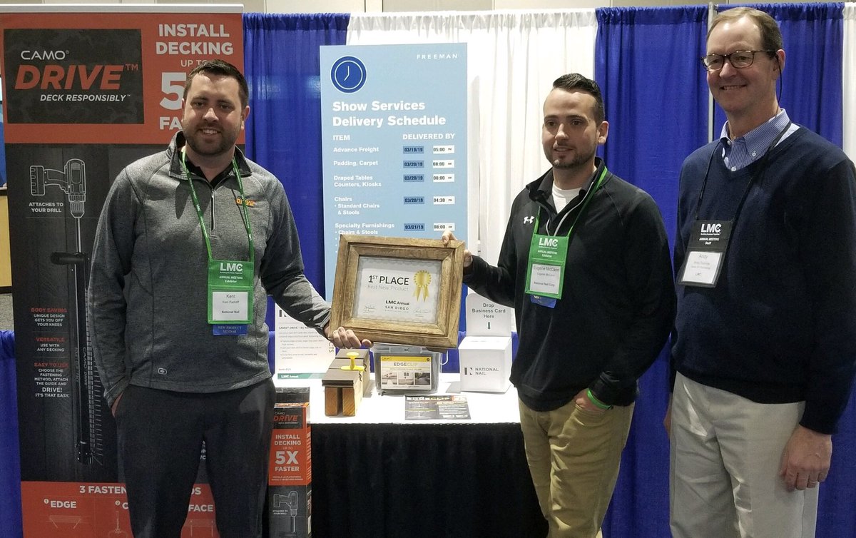 camofasteners's tweet photo. Honored to have won 1st place in the Best New Product category at the LMC Annual Meeting today!

#camofasteners #camodrive #deckresponsibly https://t.co/oH7jT2Ps2w