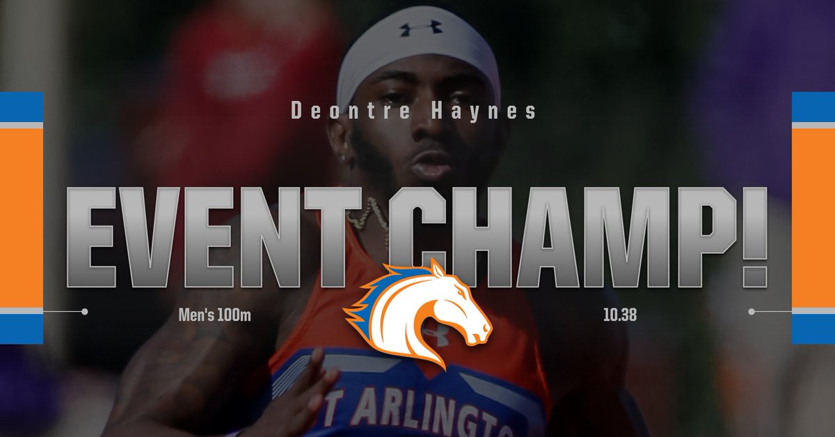 UTAMavsTFXC's tweet photo. Birthday boy Deontre Haynes posted a win in the men's 100m dash with a fast time of 10.38. #BobbyLane https://t.co/1S7guvER4e