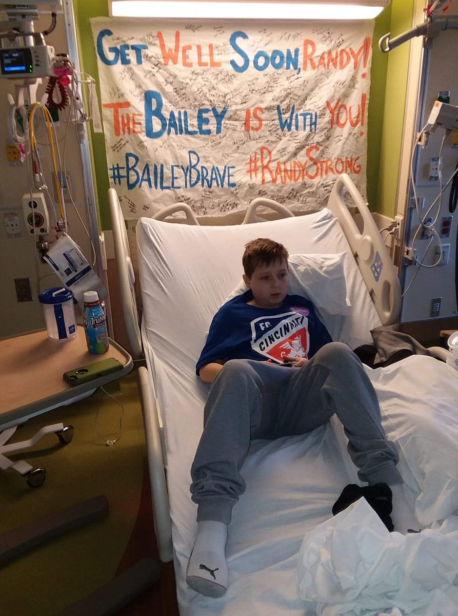 CincySuperFan's tweet photo. Dropped off the banner today! Randy is looking good and fighting hard! Looking forward to the day he gets to come party with us in the Bailey!
Thank you to everyone who signed the banner!
#RandyStrong https://t.co/SkG9zBdx5O