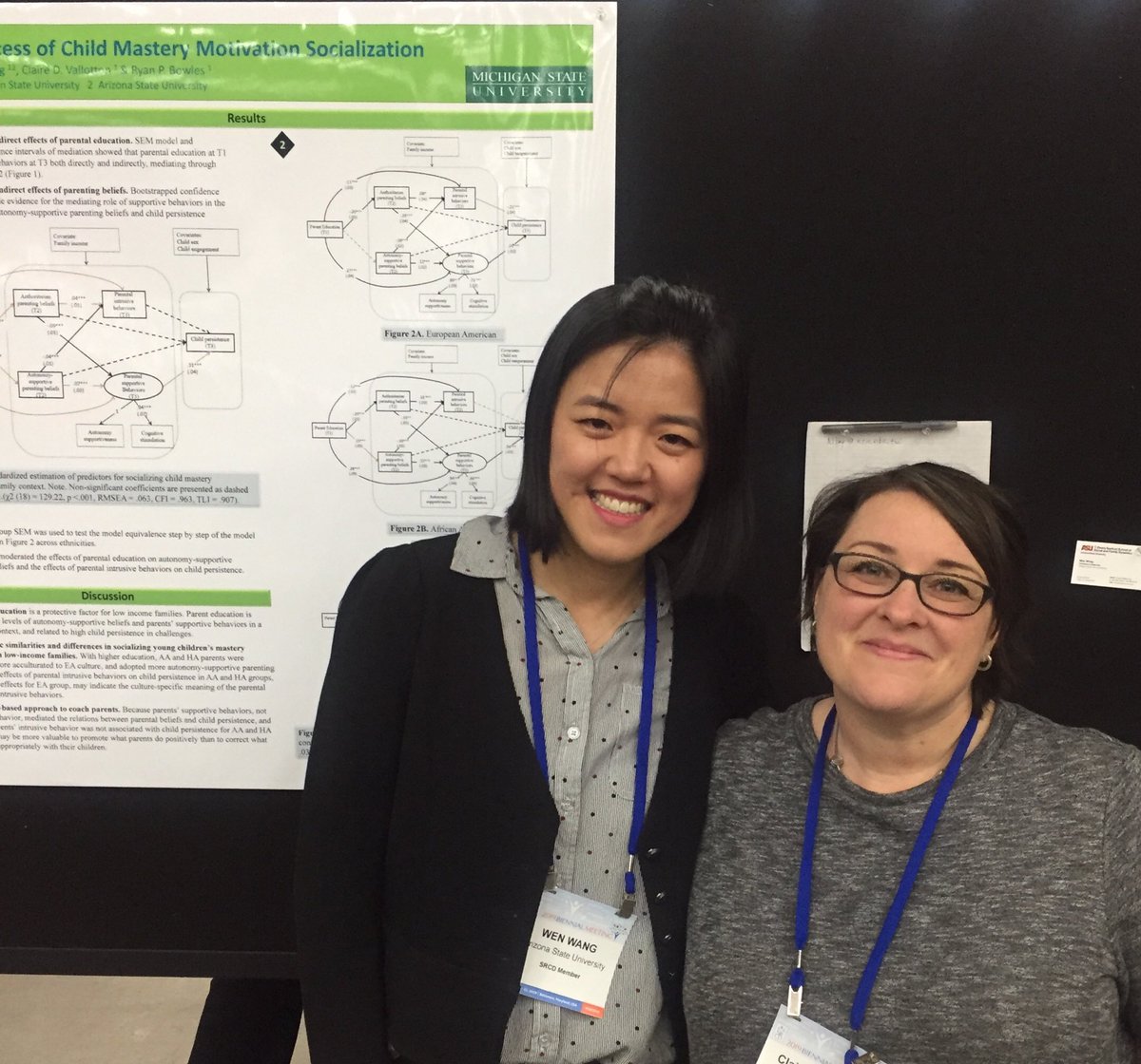 CDVallotton's tweet photo. To help parents support toddlers’ mastery motivation, promote parents’ autonomy-supporting attitudes and behaviors. HDFS Alumnus, Dr. Wen Wang, and faculty member Dr. Claire Vallotton, presented new findings ⁦@SRCDtweets⁩ ⁦@MSUHDFS⁩ https://t.co/lCjphjdVdF