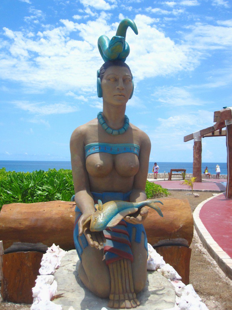 Ix Chel. Goddess of midwifery and medicine. She was associated with a fertitlity. We knew where babies came from! Amazing! Ix Chel had her own island. When the Spanish arrived they called it Isla Mujeres (Isle of Women) because of all the female statues.