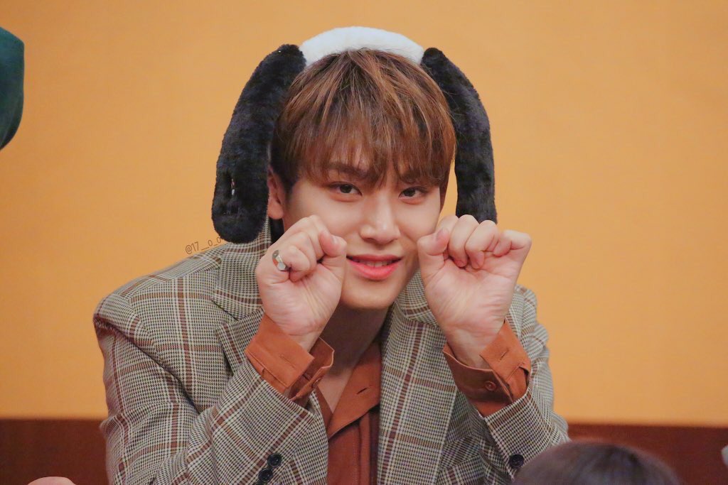 incorrectmeanie's tweet photo. hi it’s national puppy day aka mingyu’s day he’s the only puppy: ever @pledis_17 https://t.co/MZRtNrpsic