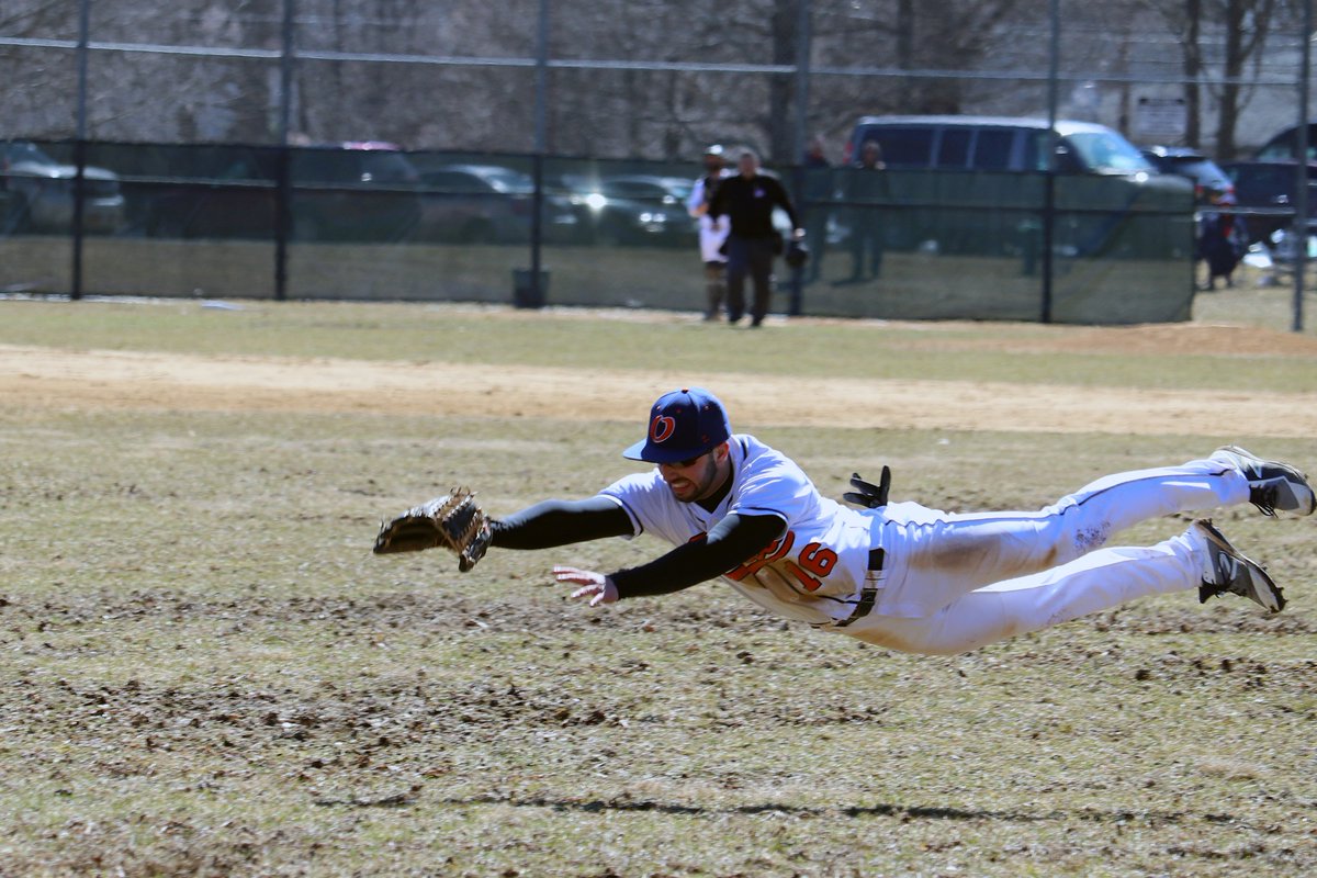 Anthony Abbatine puts his life on the line by laying out for a hard hit ball in today's first game against Adirondack.  #GoColts #Fearless