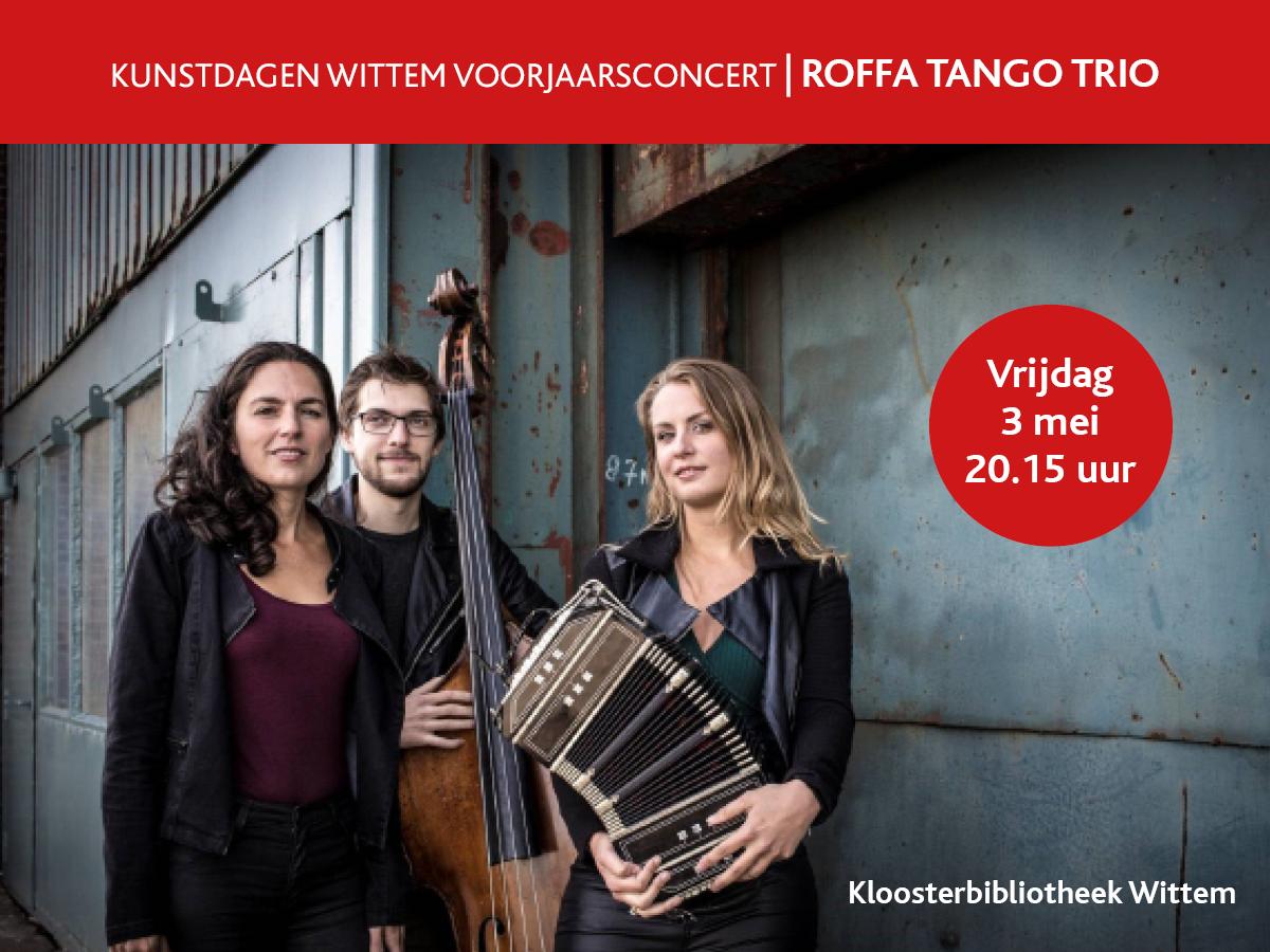 🗓️Save the date! Vrijdag 3 mei vindt ons jaarlijkse voorjaarsconcert plaats in de Kloosterbibliotheek te Wittem. Het Roffa Tango Trio neemt u mee naar de wereld van de Argentijnse tango. Meer info: kunstdagenwittem.nl. 

Tickets binnenkort verkrijgbaar.