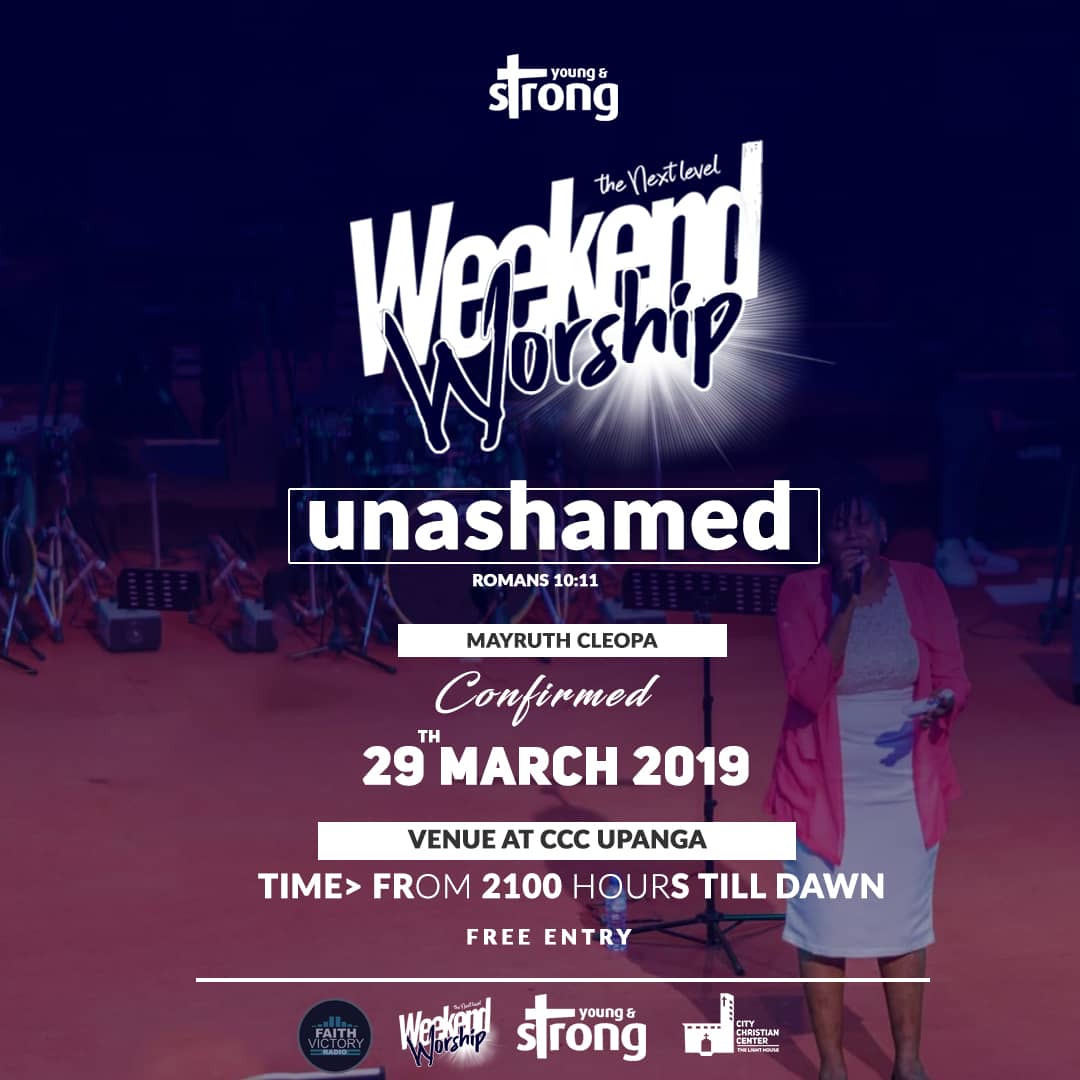 weekendworship's tweet photo. Mayruth Cleopa #confirmed
•
Weekend Worship (29th March)
UNASHAMED - Romans 10 : 11
•
#weekendworship #cccupanga #unashamed https://t.co/pBaijGF9T7