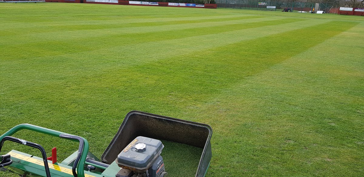 Sportspitchnw's tweet photo. Just started a new contract with a club first cut with the @DennisMowers ready for a verti-cut and fertilise this week. Big improvement already. Contact us for your sports pitch needs. https://t.co/Z3JPrulHF6