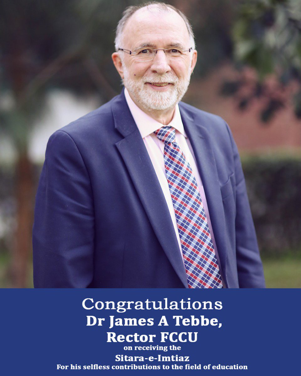 FCCollege's tweet photo. We are immensely proud to announce that, our Rector Dr James A Tebbe was decorated with the Sitara-e-Imtiaz by the President of Pakistan in an investiture cermony held at the Aiwan-e-Sadr in Islamabad today. https://t.co/DC6iR3QbqE