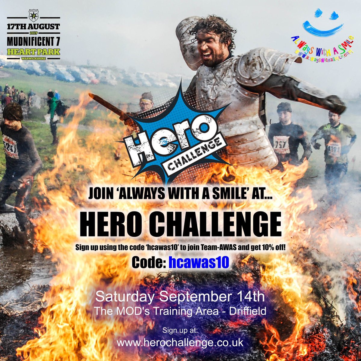 AWAS are at the hero challenge this year in September! Why not join us? If that’s too far away, join us in <a href="/ORAEXPO/">Mudnificent 7</a> Mud 7 11:30 wave. Don’t worry.... it’s completely fun, no racing, experts or novices but just have a sense of humour and want fun! #mud #mudrun #fun #ocr #race