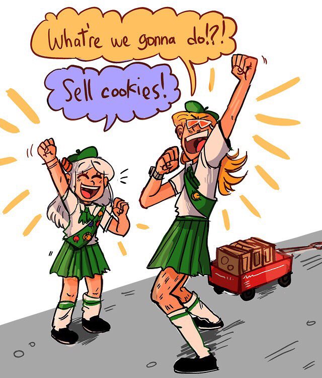 corndog_patrol's tweet photo. The cutest girl scouts!! 🍪💸
#bnha #presentmic #eribnha #dadmic https://t.co/Z3eijdQROk