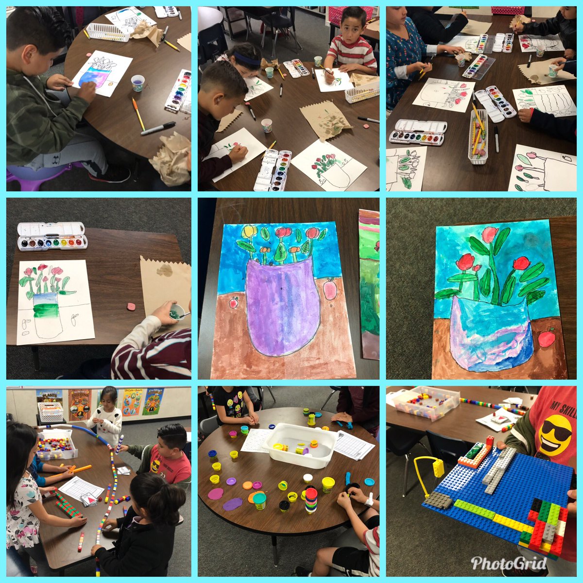 Saturday Steam with first graders and a few Kindergarten students! Columbia has some talented students!!! #creativestudents #directivedrawing #centers #builders #creators #saturdaysteam @Columbia_VVUSD @holiva123