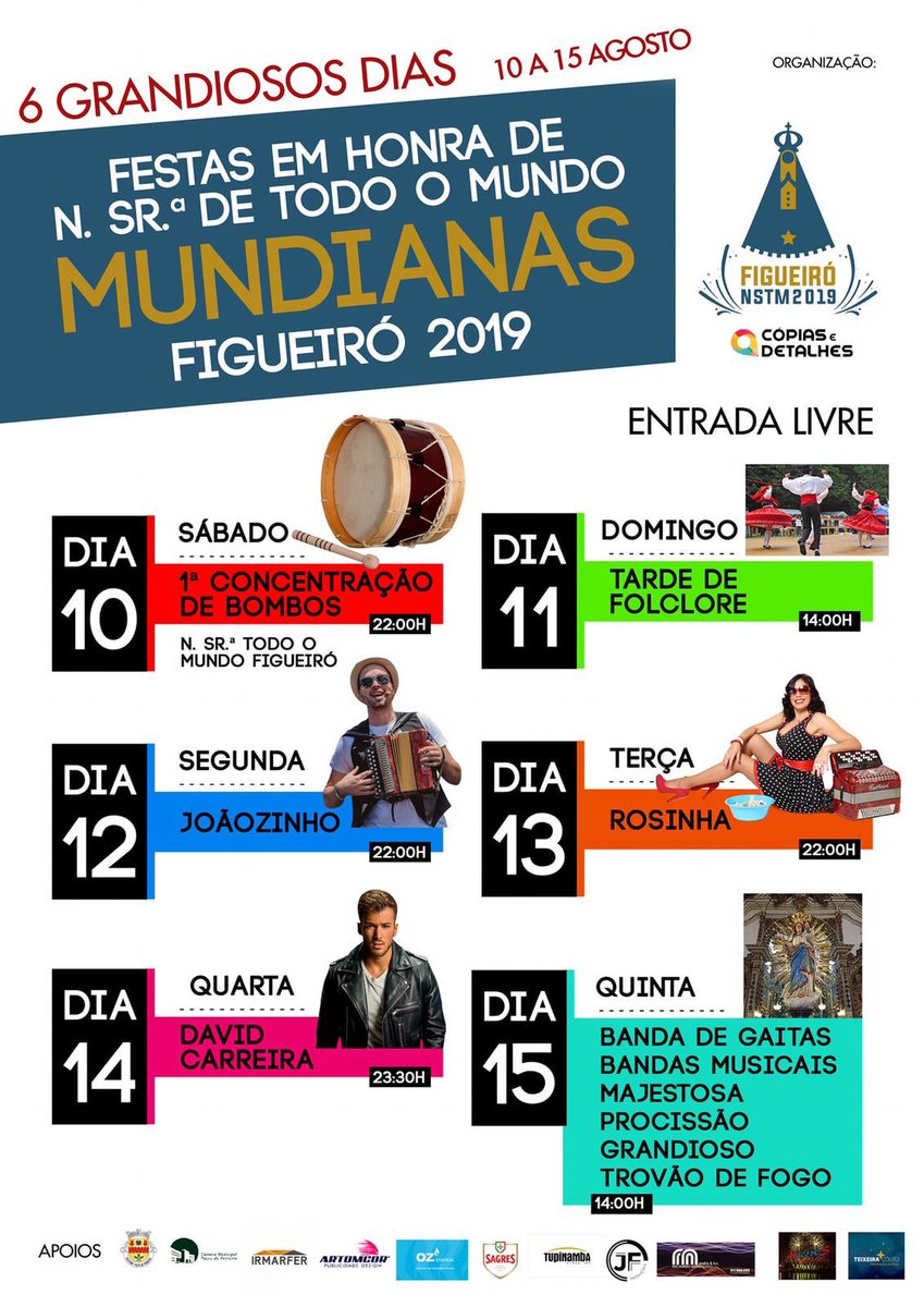 DavidCarreiraPT's tweet photo. #NOVASDATAS
20 de Julho - Festas NªSra da Saúde, Figueiró dos Vinhos 
14 de Agosto - Festas de NªSra de Todo Mundo, Figueiró, Porto https://t.co/BTEwtdBDk2