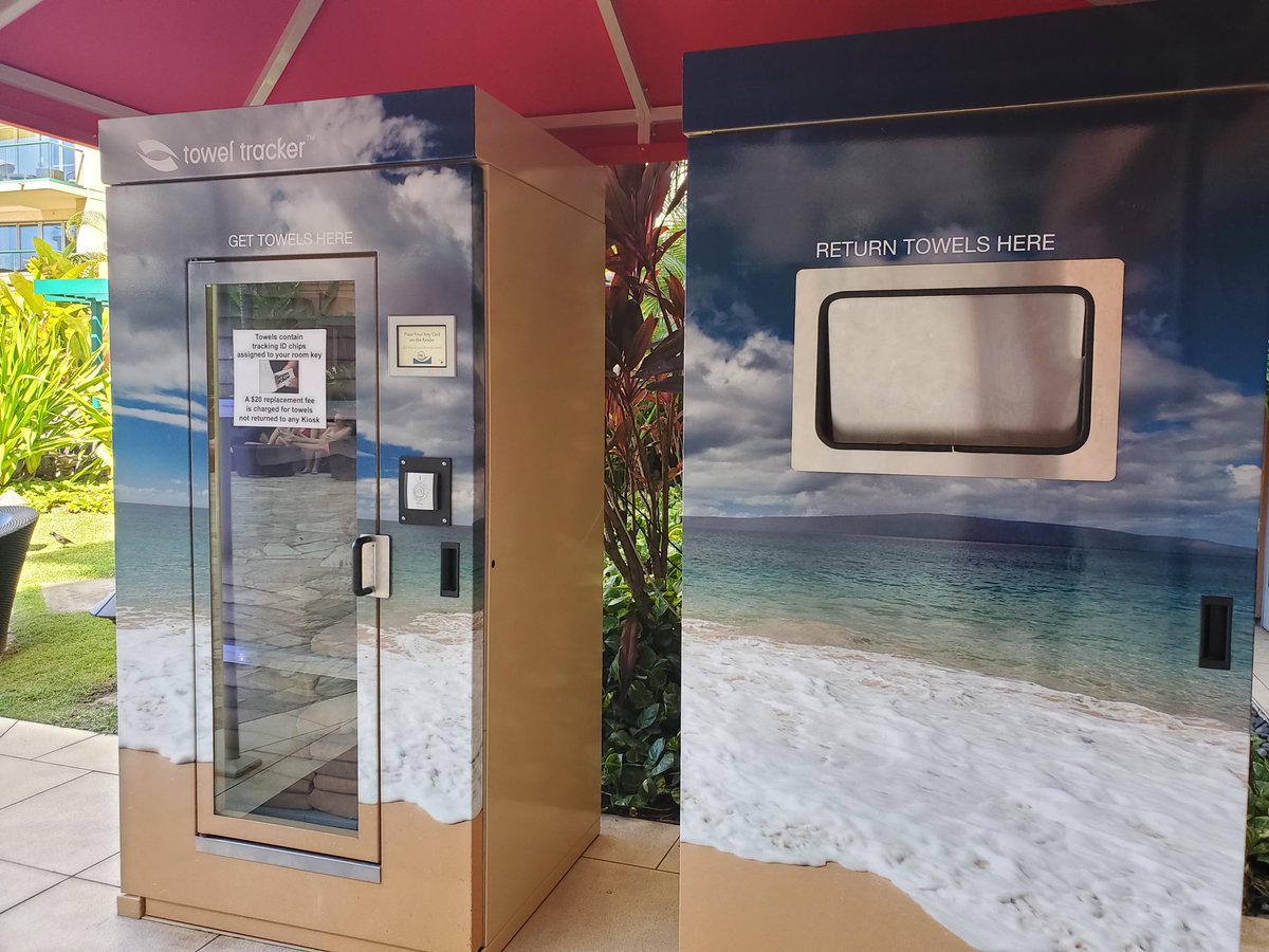 OaklandDD's tweet photo. Just used @TowelTracker here in HI &amp; wondered if there's a #ResortTech  #startup scene around....Turns out this is a MI co. Great product! Keeping my eye out for others. #SpringBreak #MauiNoKaOi 🤙 https://t.co/YCKlcvq2br