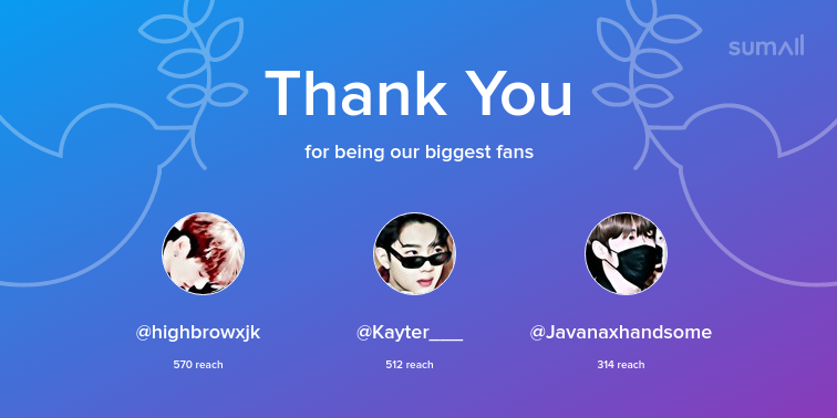 kkinnw's tweet photo. Our biggest fans this week: @highbrowxjk, @Kayter___, @Javanaxhandsome. Thank you! via https://t.co/cH9cUgdxn5 https://t.co/tXFV23uGMk