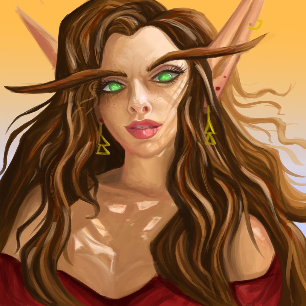 Sarahslyarts's tweet photo. Blood elf portait #wow #WorldofWarcraft #fanart trying to be more active on Twitter and sharing more recent work ☺️ https://t.co/xSnNmnhM1A
