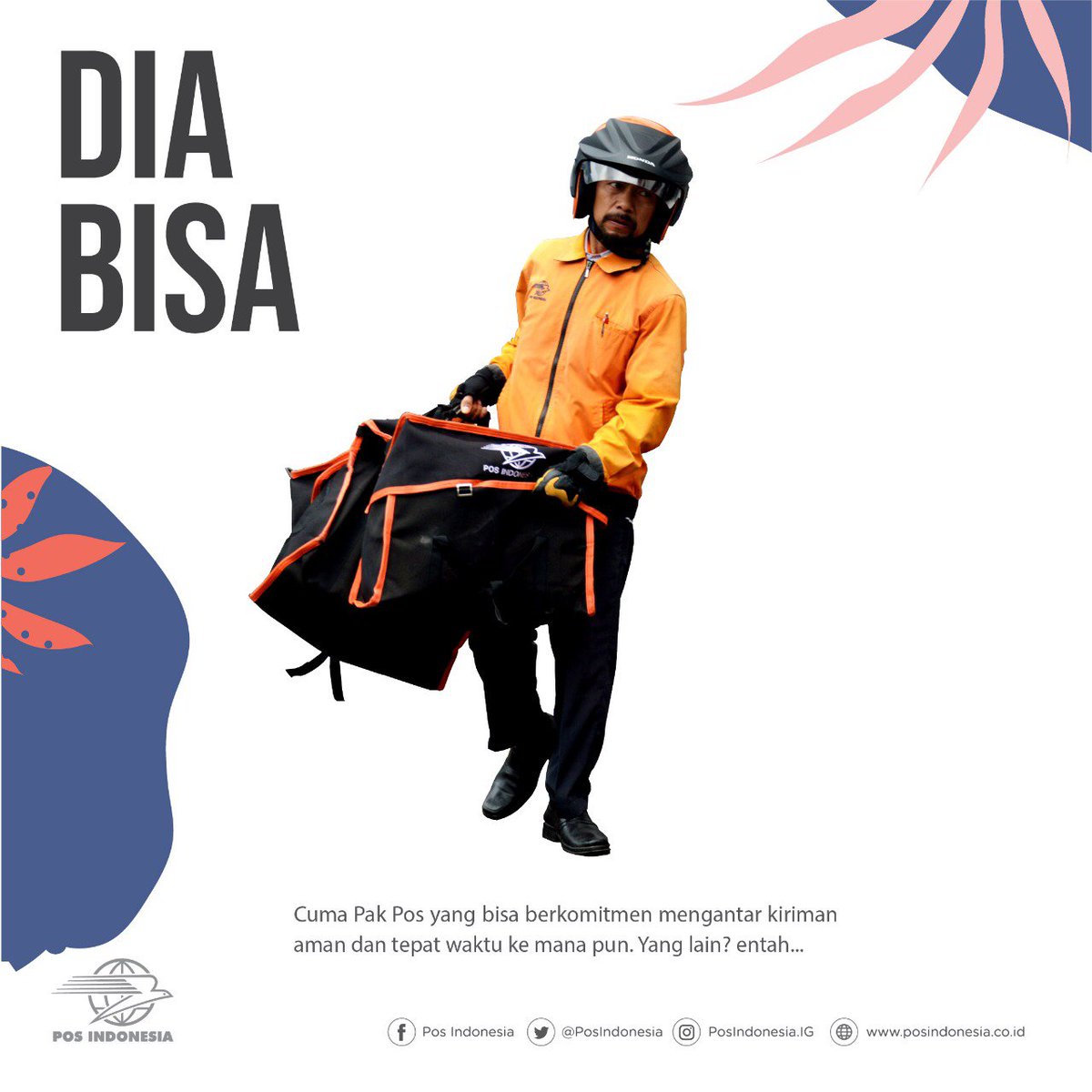 PosIndonesia's tweet photo. Cuma Pak Pos yang bisa berkomitmen mengantar kiriman aman dan tepat waktu ke mana pun.

Yang lain? entah

#POSIndonesia #POSinaja #KabariNegeri #AmanTepatWaktu #AgenPos #BUMNhadiruntuknegeri #kurir https://t.co/icVfVQNmi5