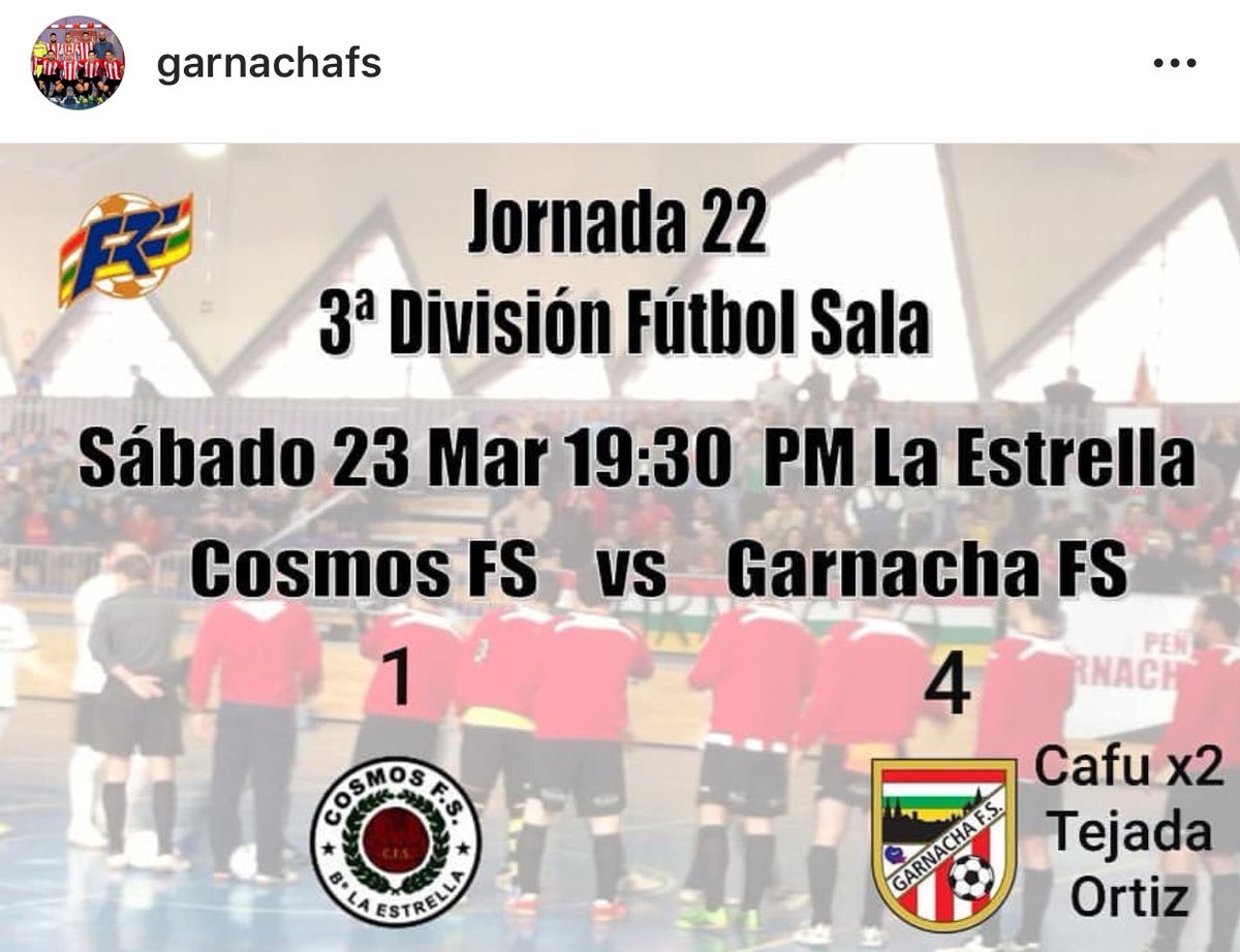 Garnacha_'s tweet photo. Victoria de la @Garnacha_  4 - @CosmosFS 1 en El Barrio de la Estrella ante un ya descendido equipo que dio mucha guerra y una gran actuación del portero Manuel y la efectividad en ataque mató el partido.
#Seguimos🥇⚪️🔴⚫️ https://t.co/3UOJf13DKy