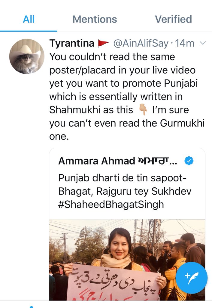 ammarawrites's tweet photo. .@AinAlifSay I can read both the scripts. You don’t have the courage to use your photo, name or even allow people to RT/quote your trashy tweets so please don’t comment on people who do. Dafa Hu Jao. Muting your shitty profile. https://t.co/LbYNfAq01J