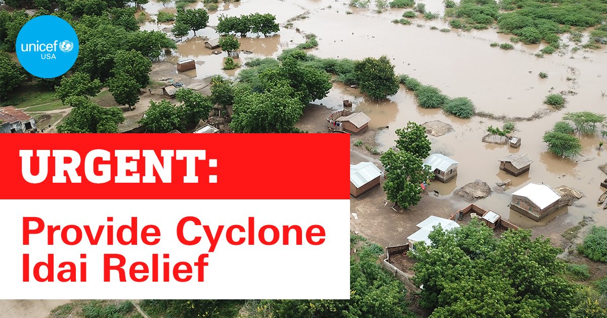 UNICEFUSA's tweet photo. #CycloneIdai has devastated already vulnerable populations with severe damage and flooding.

You can make a difference. Please give now to help UNICEF provide children and families safe drinking water, health supplies, emergency shelter and more: https://t.co/ll7rlfGCQi https://t.co/tGURT5gnRe