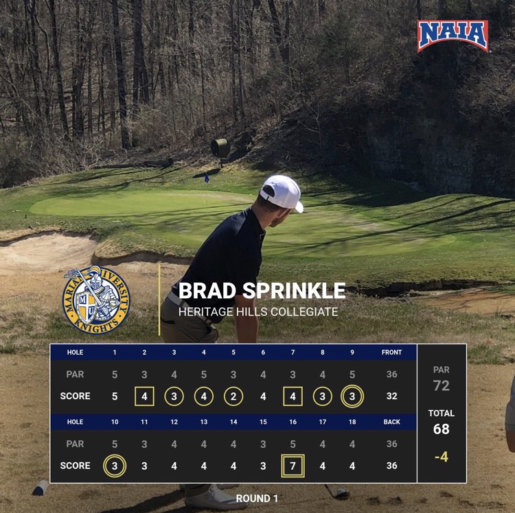 MUKnightsgolf's tweet photo. Here’s @BradSprinkle scorecard from today.  🔥🔥🔥🔥 https://t.co/mwktXEXu8t
